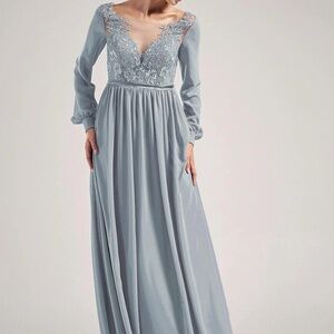 Long sleeve scoop neck formal dress